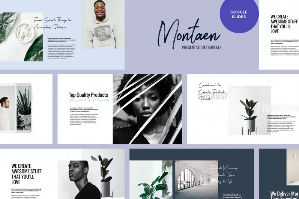 Montaen - Simple, Minimalist Slides Themes Google Slides Templates