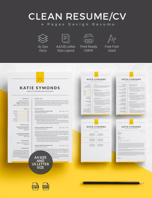Professional Word-compatible 4-page Resume templates
