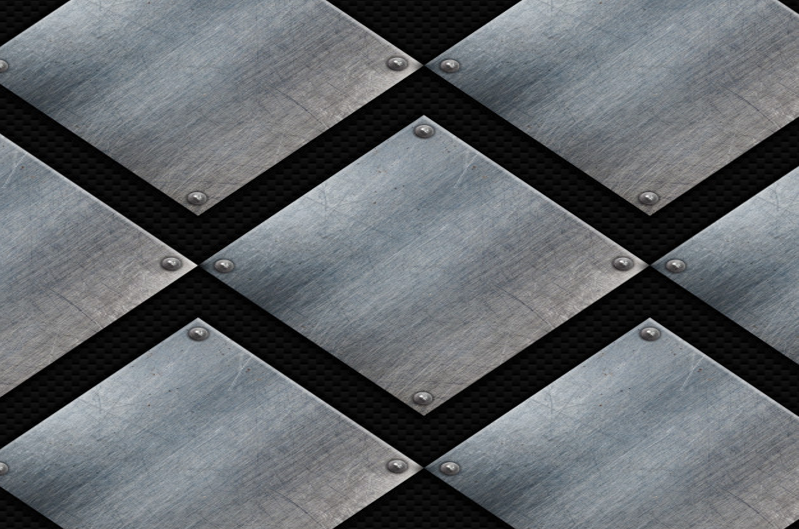 Grunge metal plates on a carbon fiber texture (Carbon Fiber Textures)