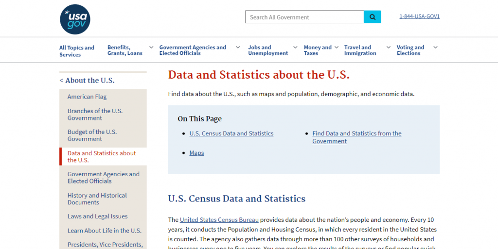 USA.gov Reference Center Sites For Statistical Research Data and Analytics