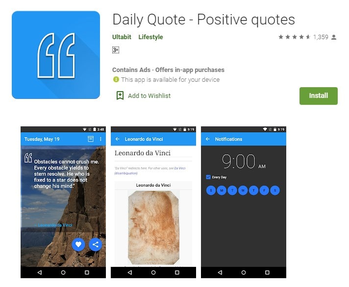 7. Receive positive quotes with the Daily Quote app min