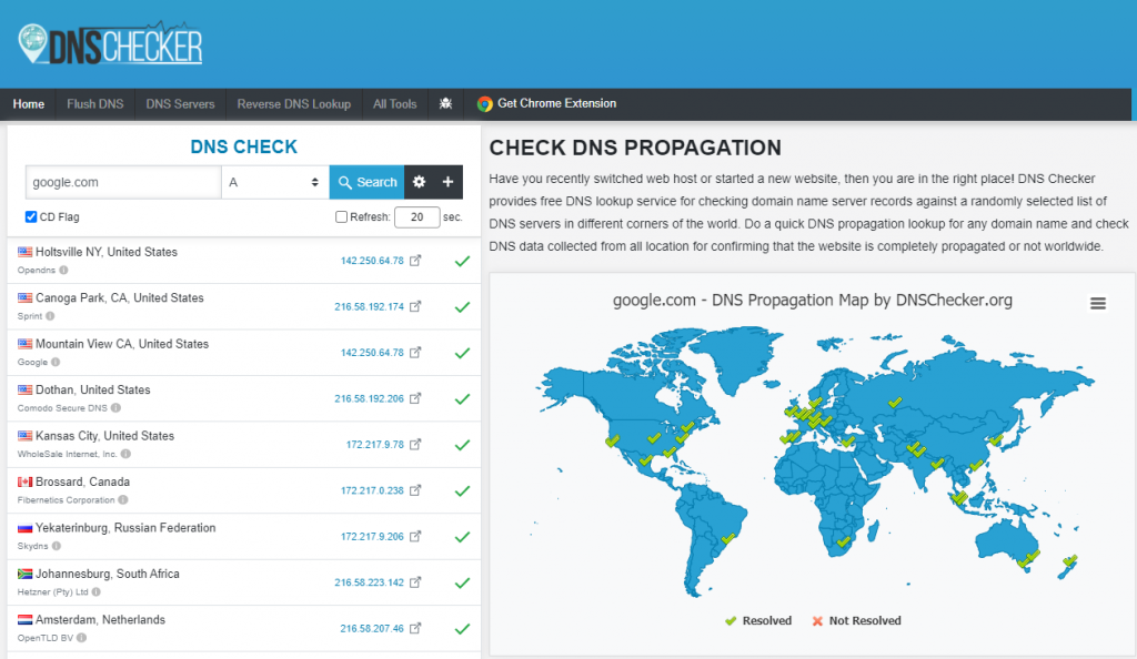 DNS Propagation Checker Tool