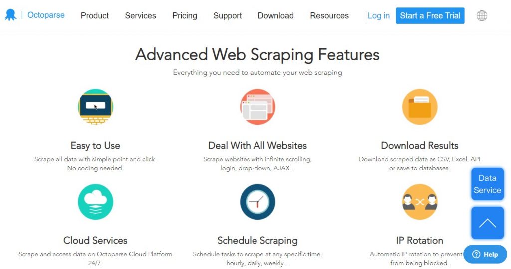 Octoparse web scraping tool