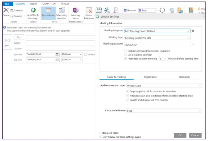 Set up WebEx Productivity Tools for Microsoft Outlook ready