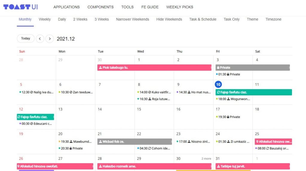 JavaScript Calendar Widget