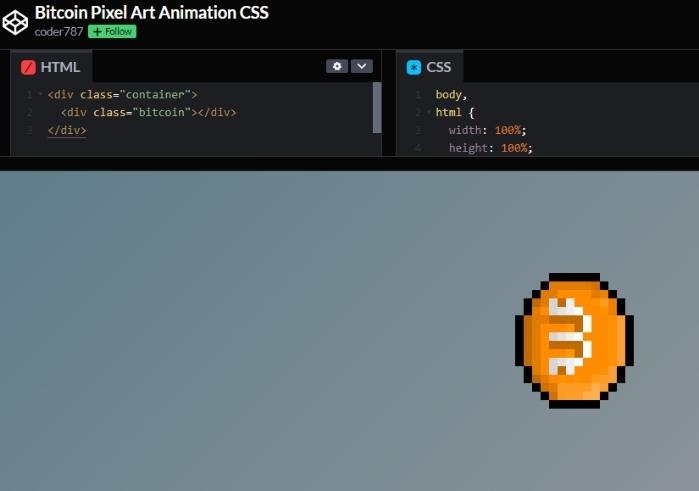 web topic post Bitcoin Pixel Art Animation CSS