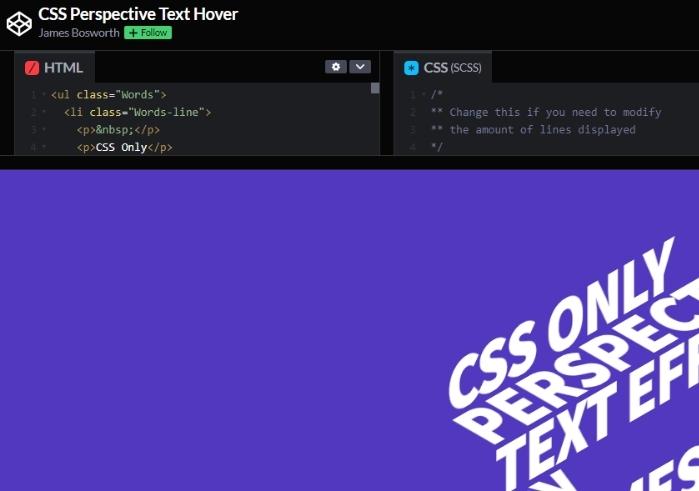 web topic post CSS Perspective Text Hover