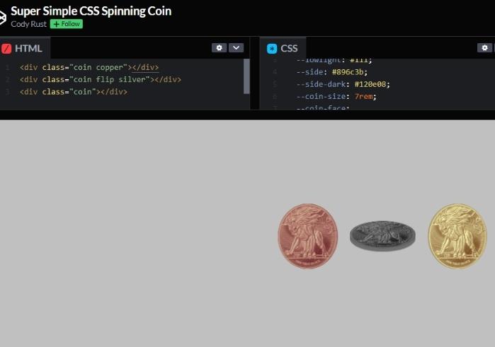 web topic post Super Simple CSS Spinning Coin